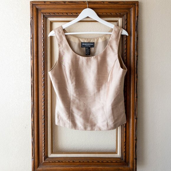 Jessica Howard Evenings Champagne Sleeveless Top Sz 12 Elegant Formal Shell - Picture 1 of 5